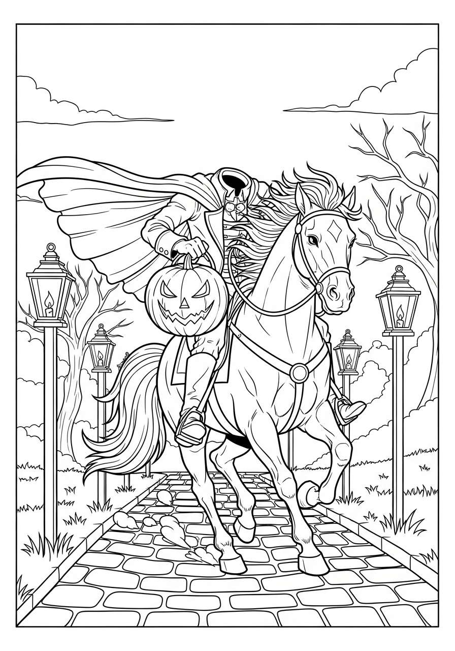 Headless Horseman Coloring Pages 22 Headless Horseman coloring pages for adults 1