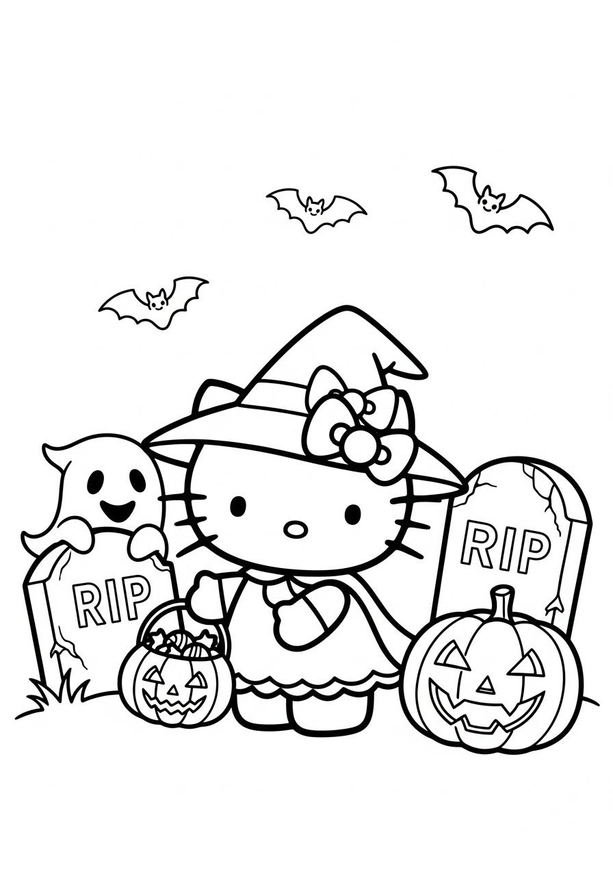 Hello Kitty Halloween Coloring Pages 2 Hello Kitty Halloween coloring pages free printable
