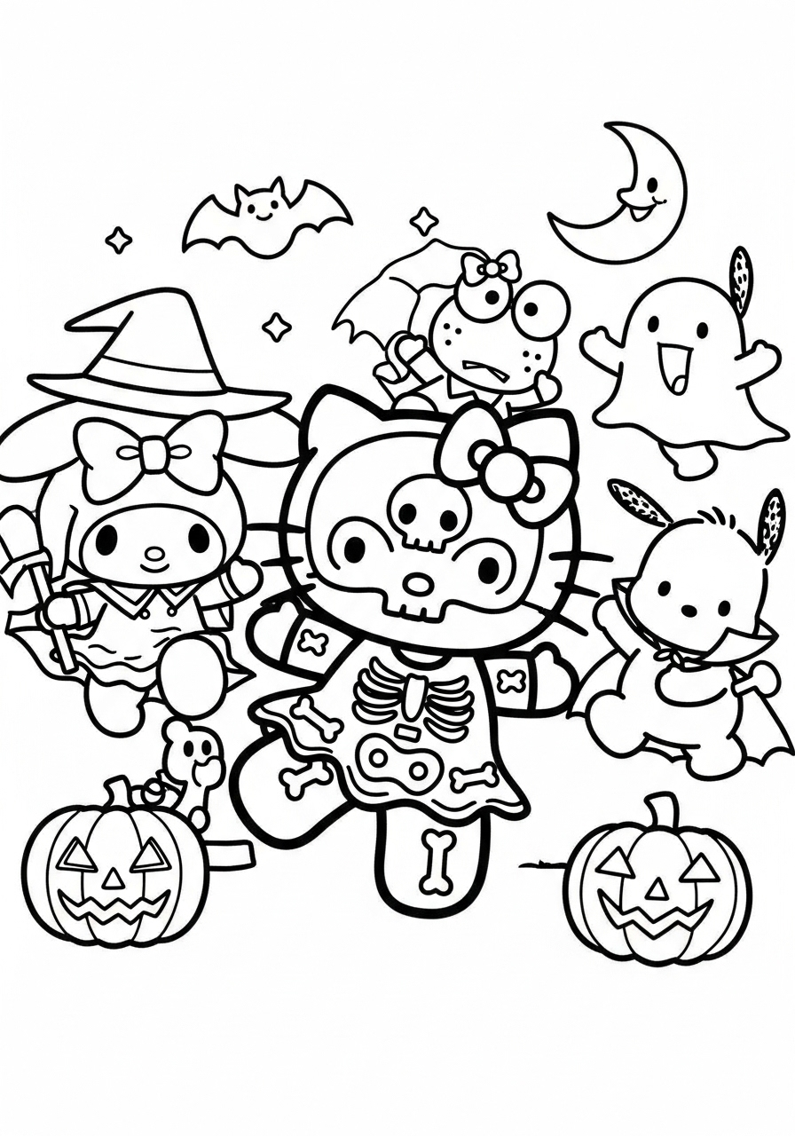 Hello Kitty Halloween Coloring Pages 12 coloring pages for kids Hello Kitty Halloween