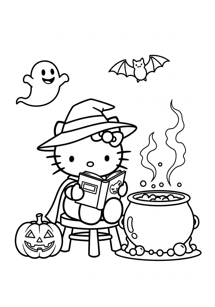Hello Kitty Halloween Coloring Pages 13 coloring pages printable Hello Kitty Halloween