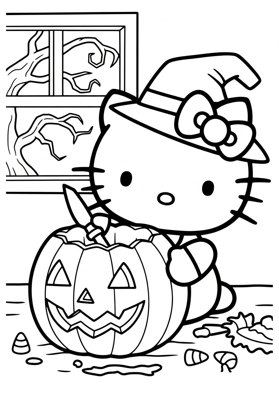 Hello Kitty Halloween Coloring Pages 18 Hello Kitty Halloween coloring pages for adults