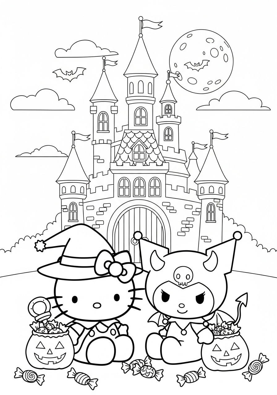 Hello Kitty Halloween Coloring Pages 22 Hello Kitty Halloween ornament coloring pages
