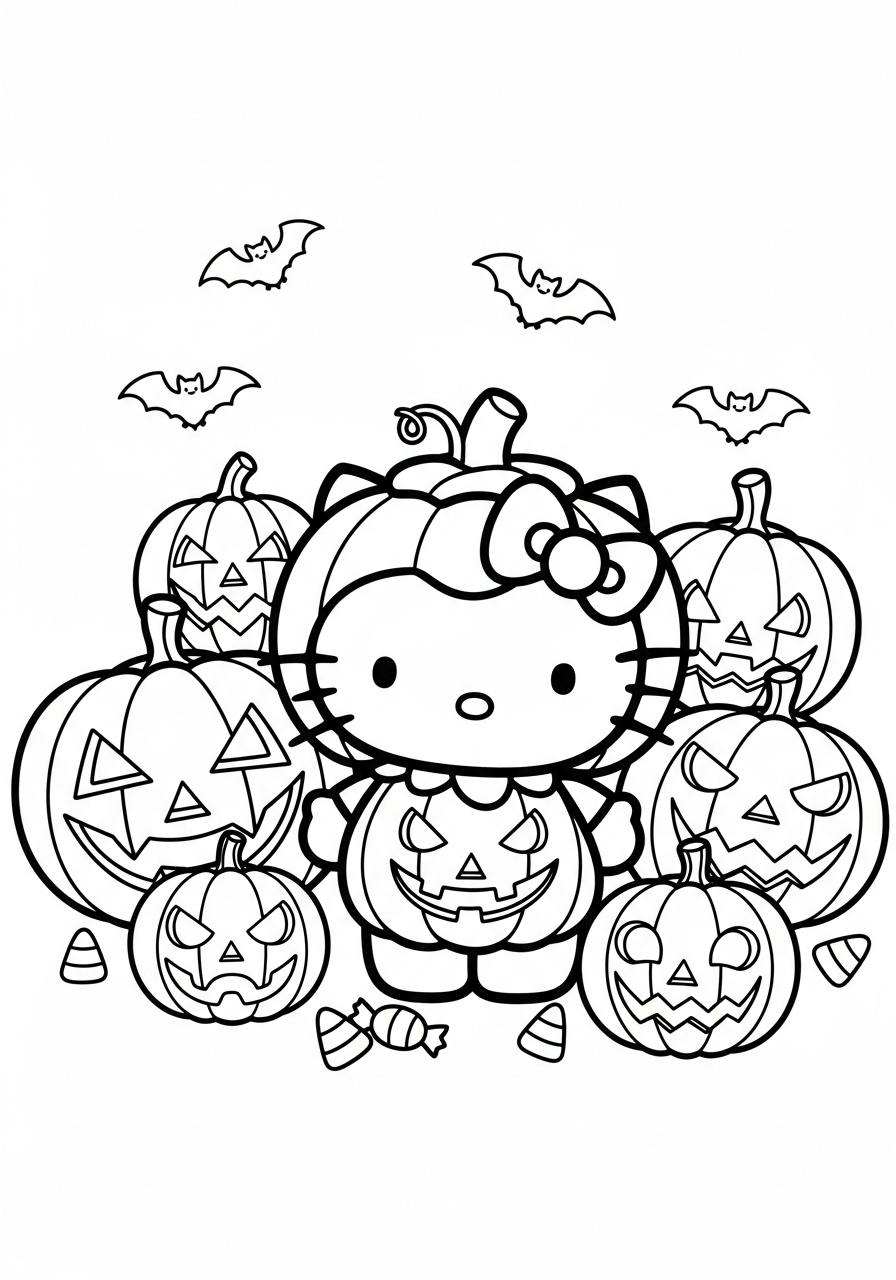 Hello Kitty Halloween Coloring Pages 5 Hello Kitty Halloween coloring pages printable