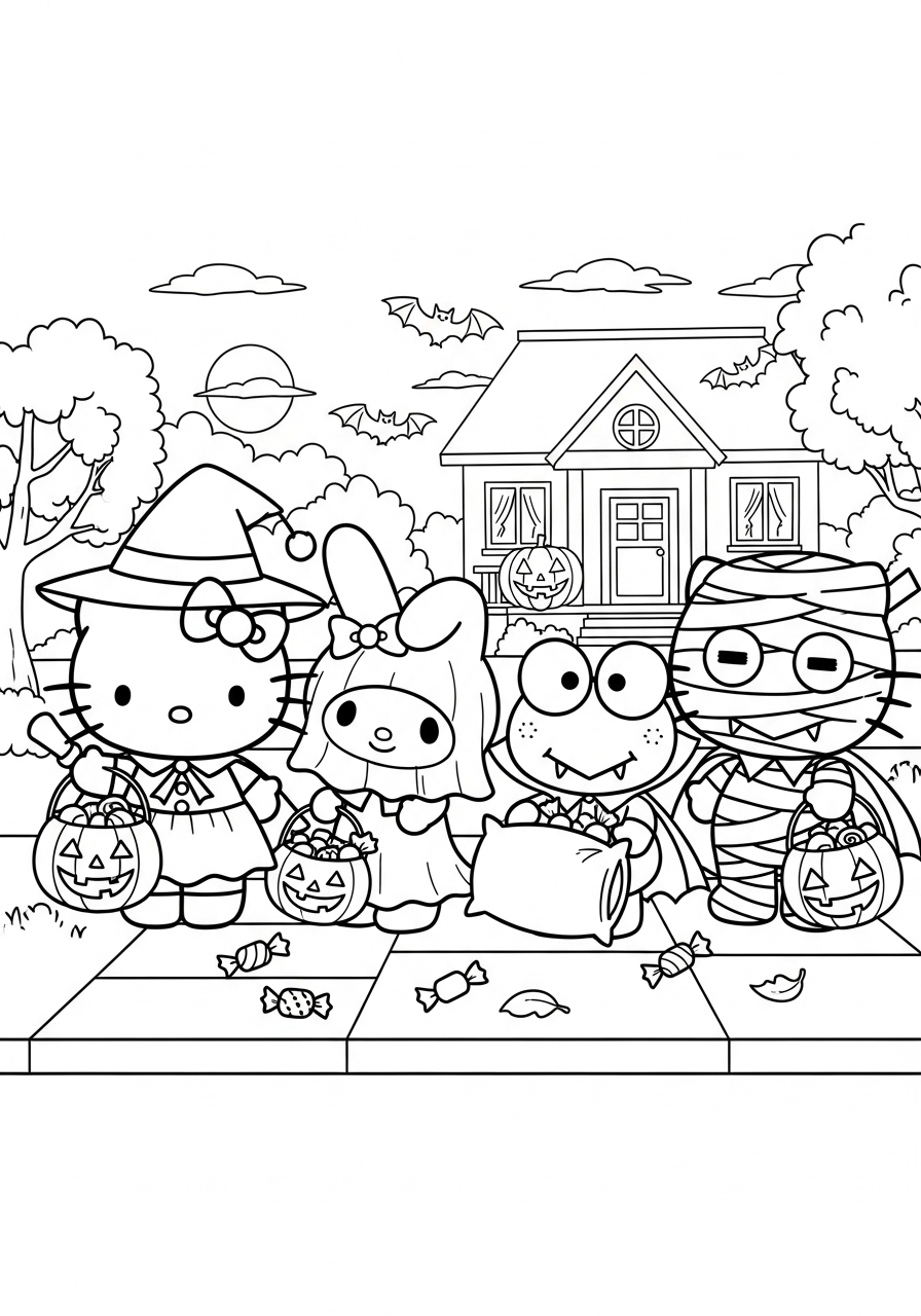 Hello Kitty Halloween Coloring Pages 6 free Hello Kitty Halloween coloring pages pdf