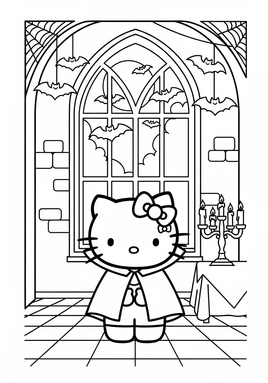 Hello Kitty Halloween Coloring Pages 7 printable Hello Kitty Halloween coloring pages for adults