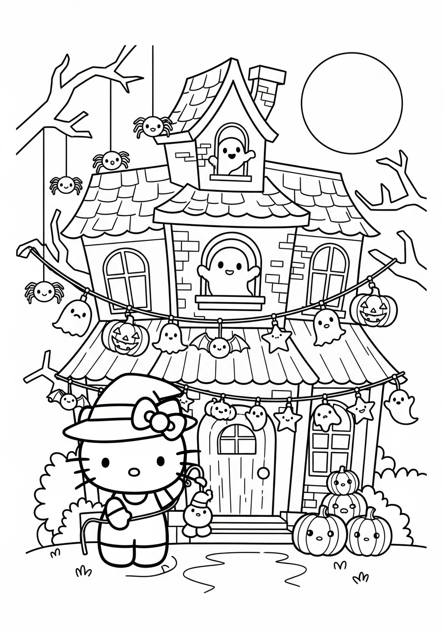 Hello Kitty Halloween Coloring Pages 8 free Hello Kitty Halloween coloring pages printable