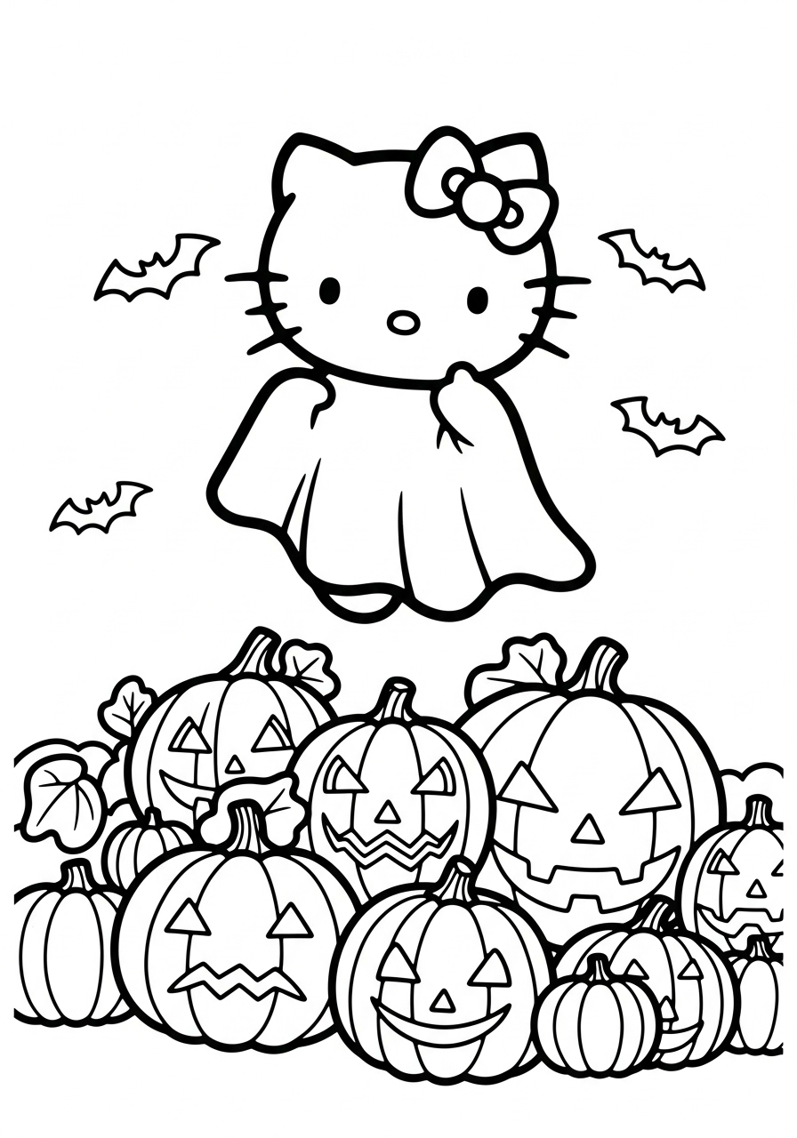 Hello Kitty Halloween Coloring Pages 9 free Hello Kitty Halloween coloring pages