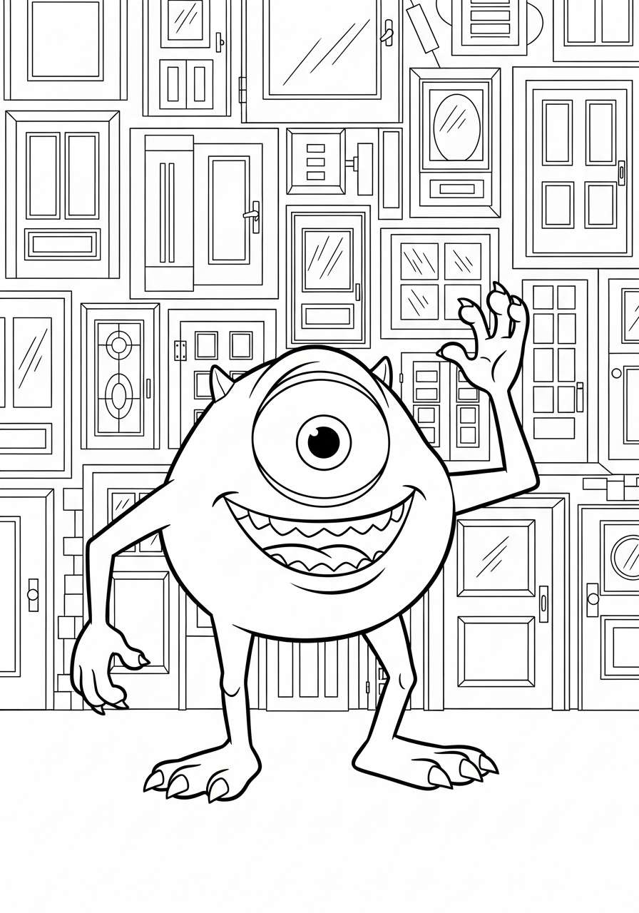 Mike Wazowski Coloring Pages 4 detailed Mike Wazowski coloring pages