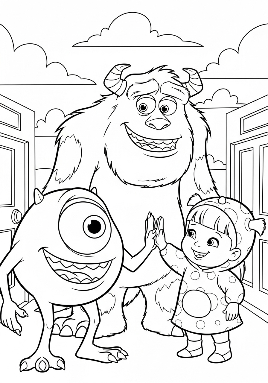 Mike Wazowski Coloring Pages 6 easy cute Mike Wazowski coloring pages