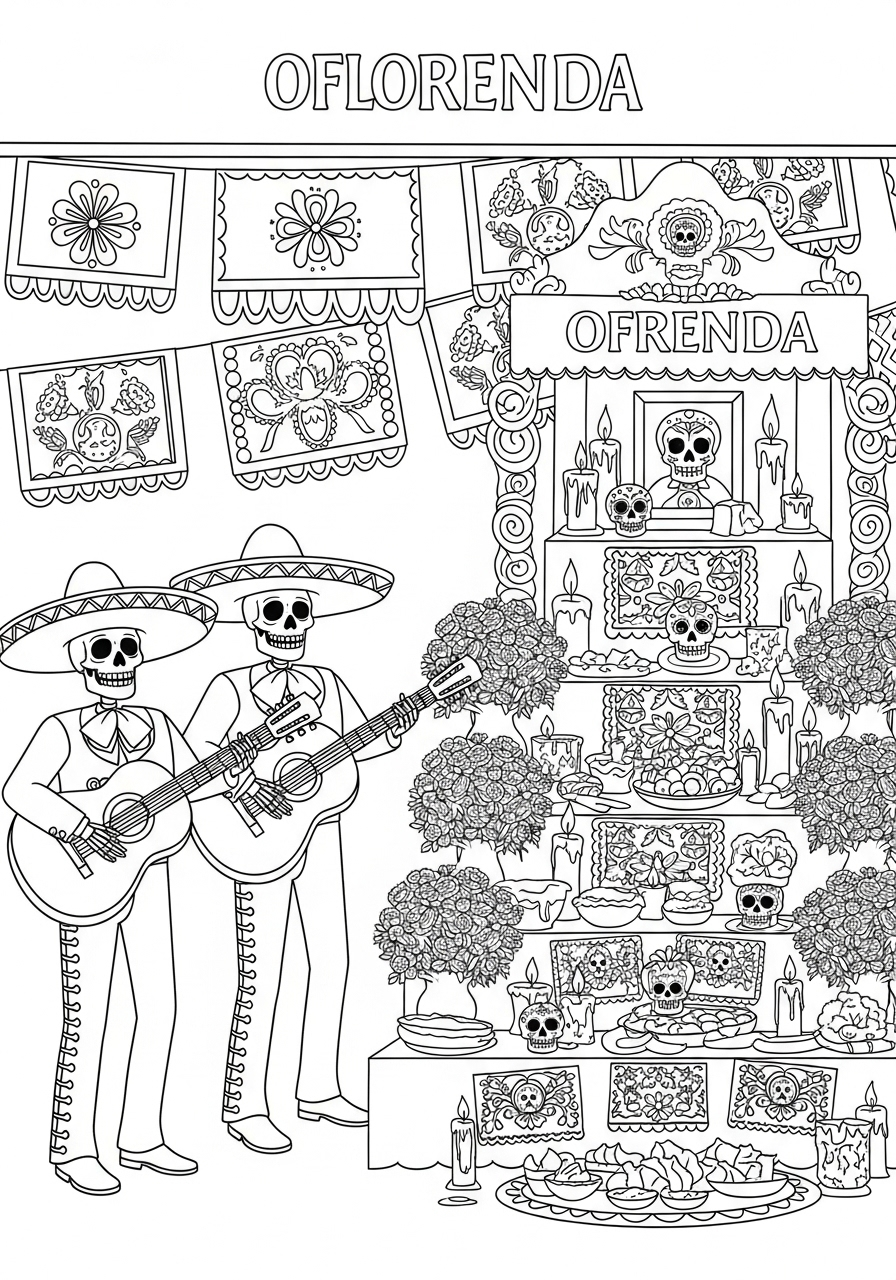Ofrenda Coloring Pages 18 free full size printable Ofrenda coloring pages for adults pdf