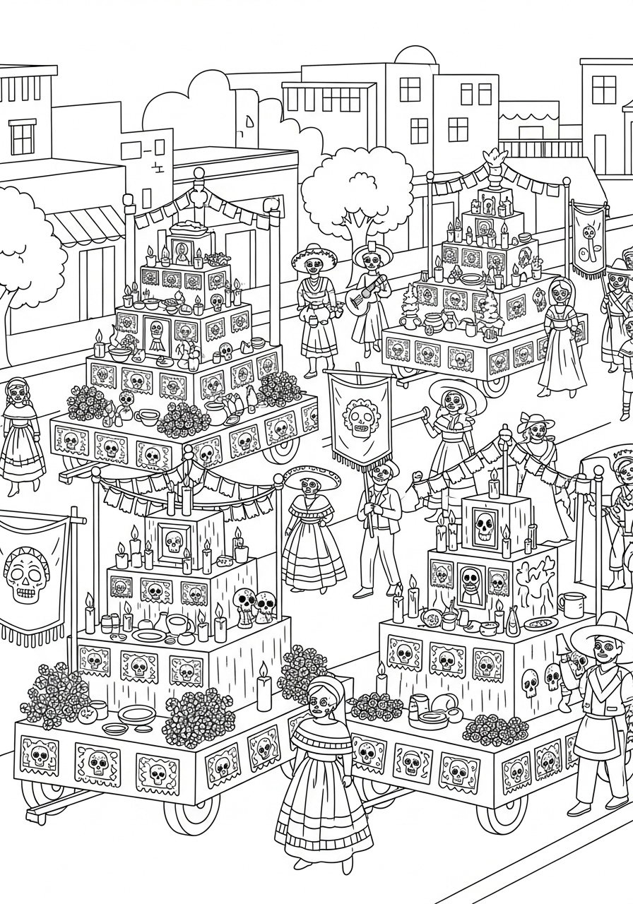 Ofrenda Coloring Pages 21 detailed Ofrenda coloring pages for adults