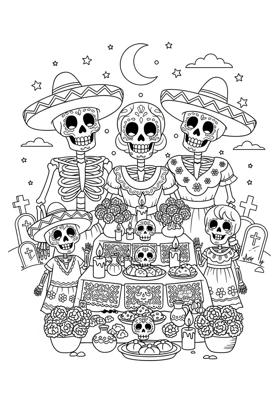 Ofrenda Coloring Pages 9 hard Ofrenda coloring pages 1