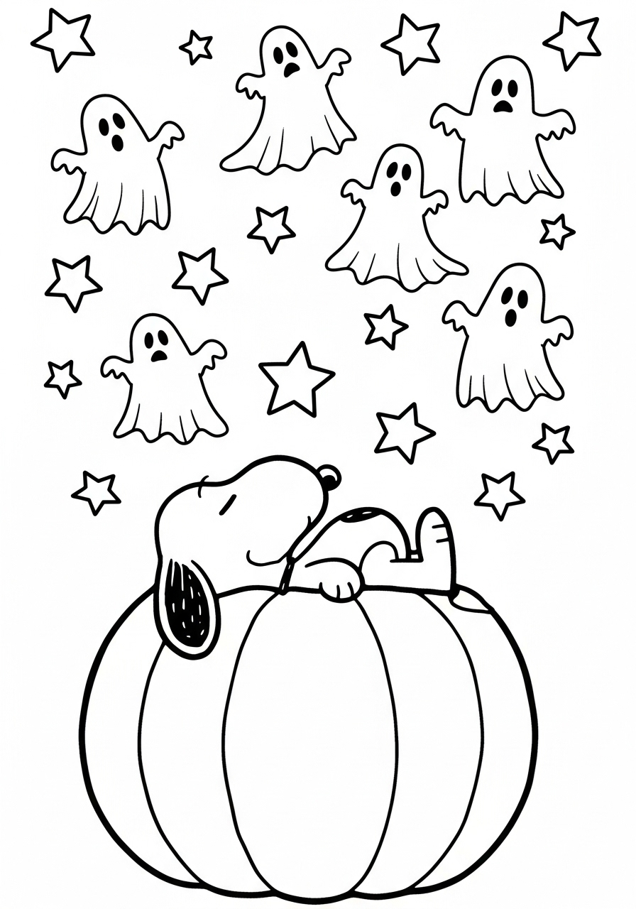 Snoopy Halloween Coloring Pages 18 kawaii cute Snoopy Halloween coloring pages