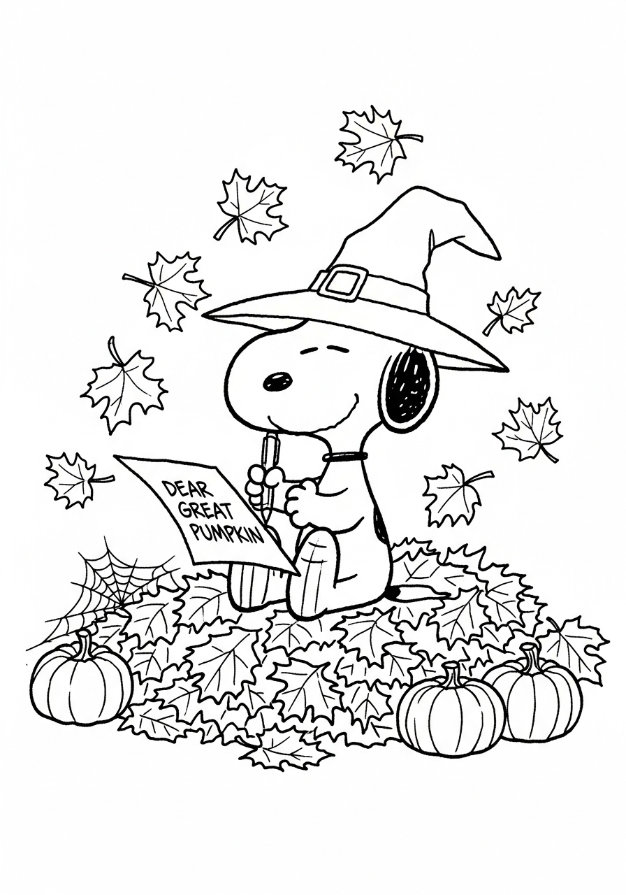 Snoopy Halloween Coloring Pages 22 easy cute Snoopy Halloween coloring pages