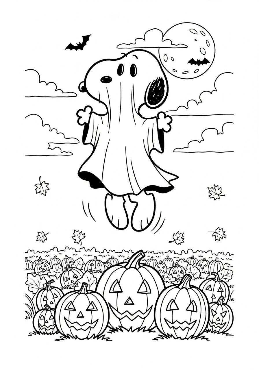 Snoopy Halloween Coloring Pages 4 printable Snoopy Halloween coloring pages