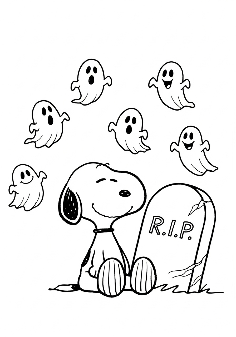 Snoopy Halloween Coloring Pages 8 detailed Snoopy Halloween coloring pages for adults