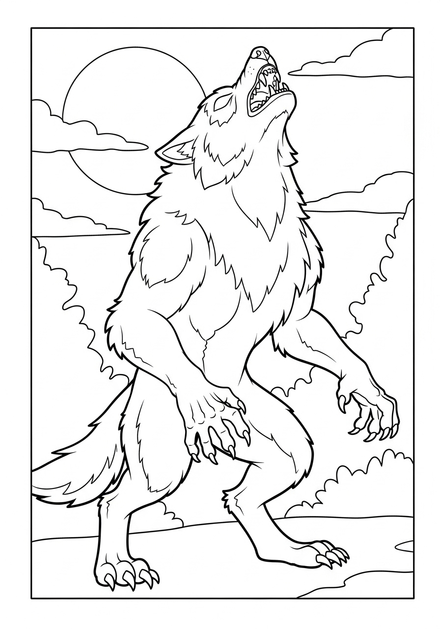 Werewolf Coloring Pages 3 Werewolf coloring pages for preschoolers