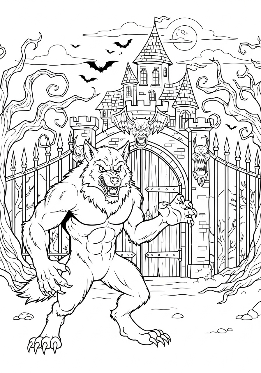 Werewolf Coloring Pages 8 kawaii cute Werewolf coloring pages
