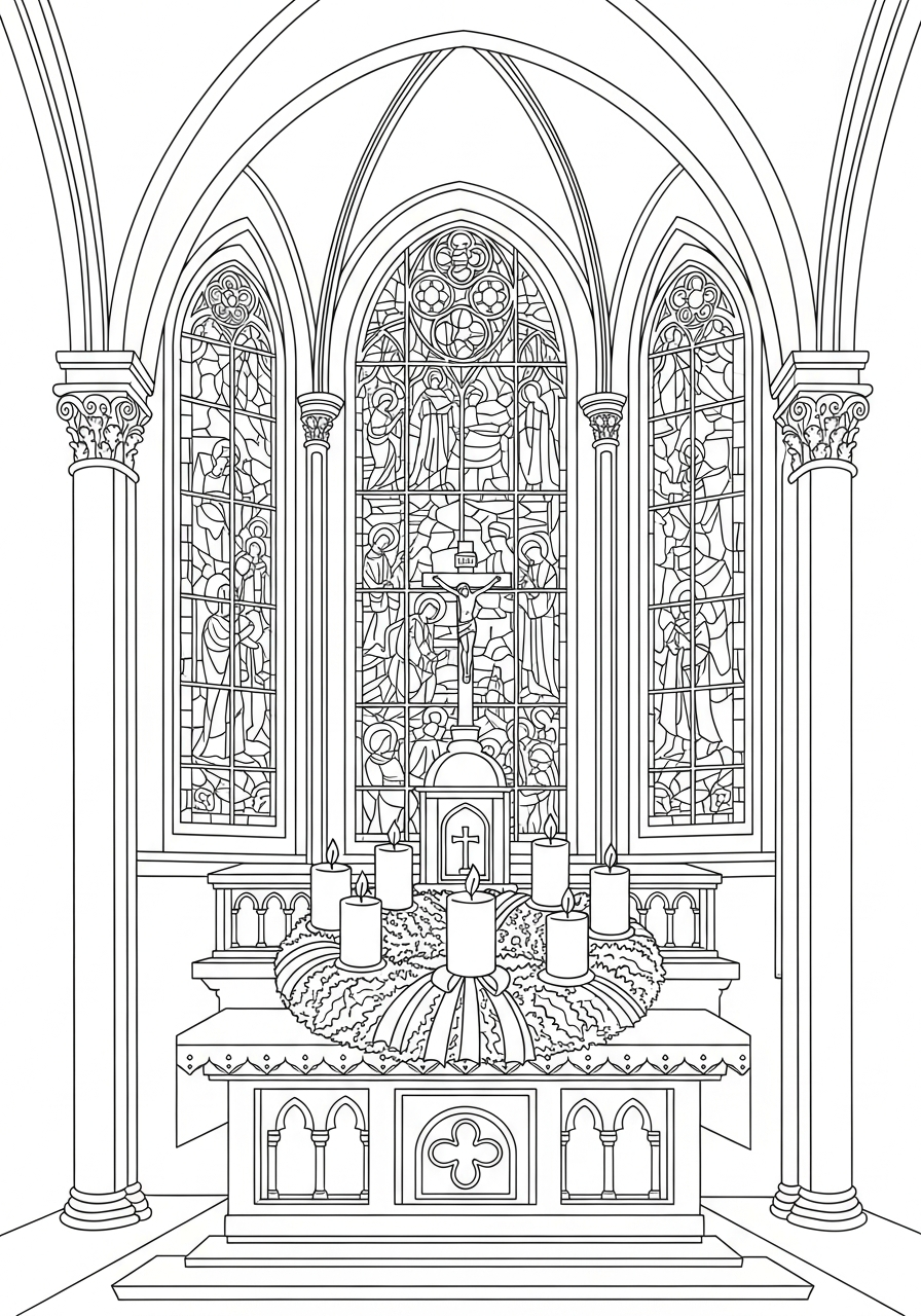 free printable Advent Wreath coloring pages for adults