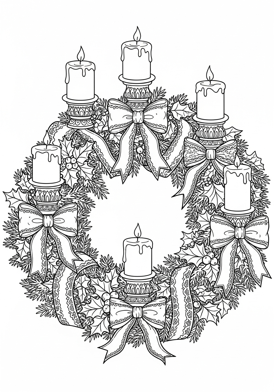 free Advent Wreath coloring pages for kids 1