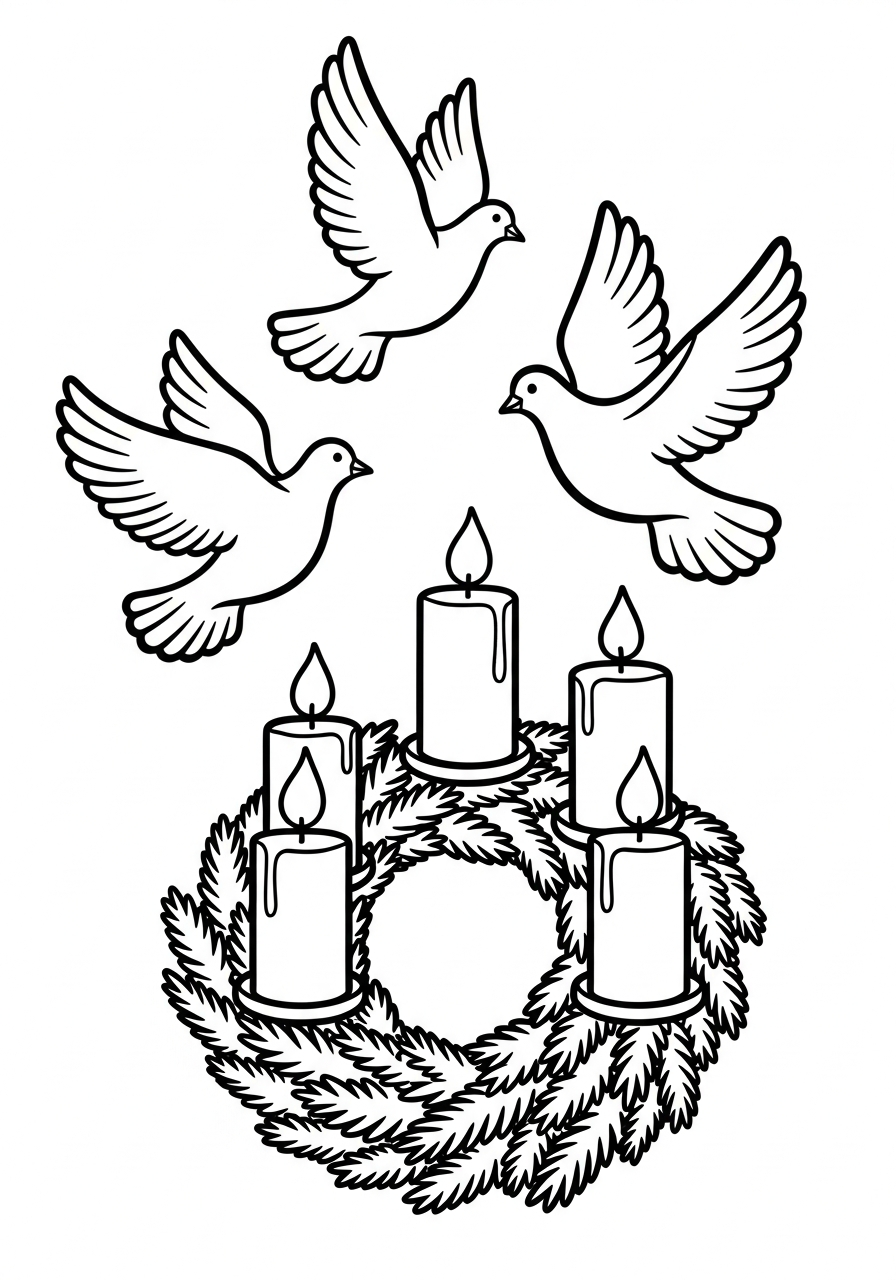 Advent Wreath coloring pages for adults pdf