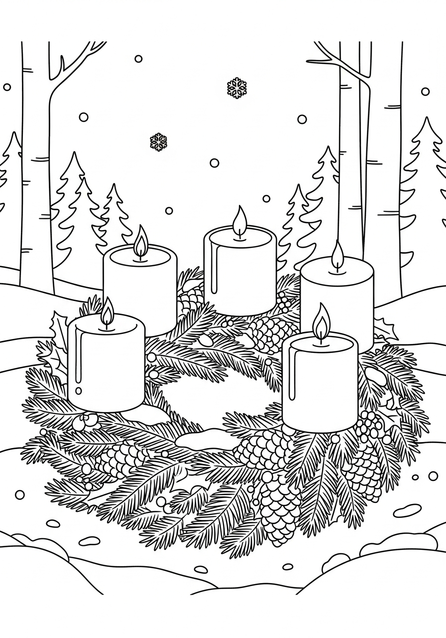 Advent Wreath free coloring pages