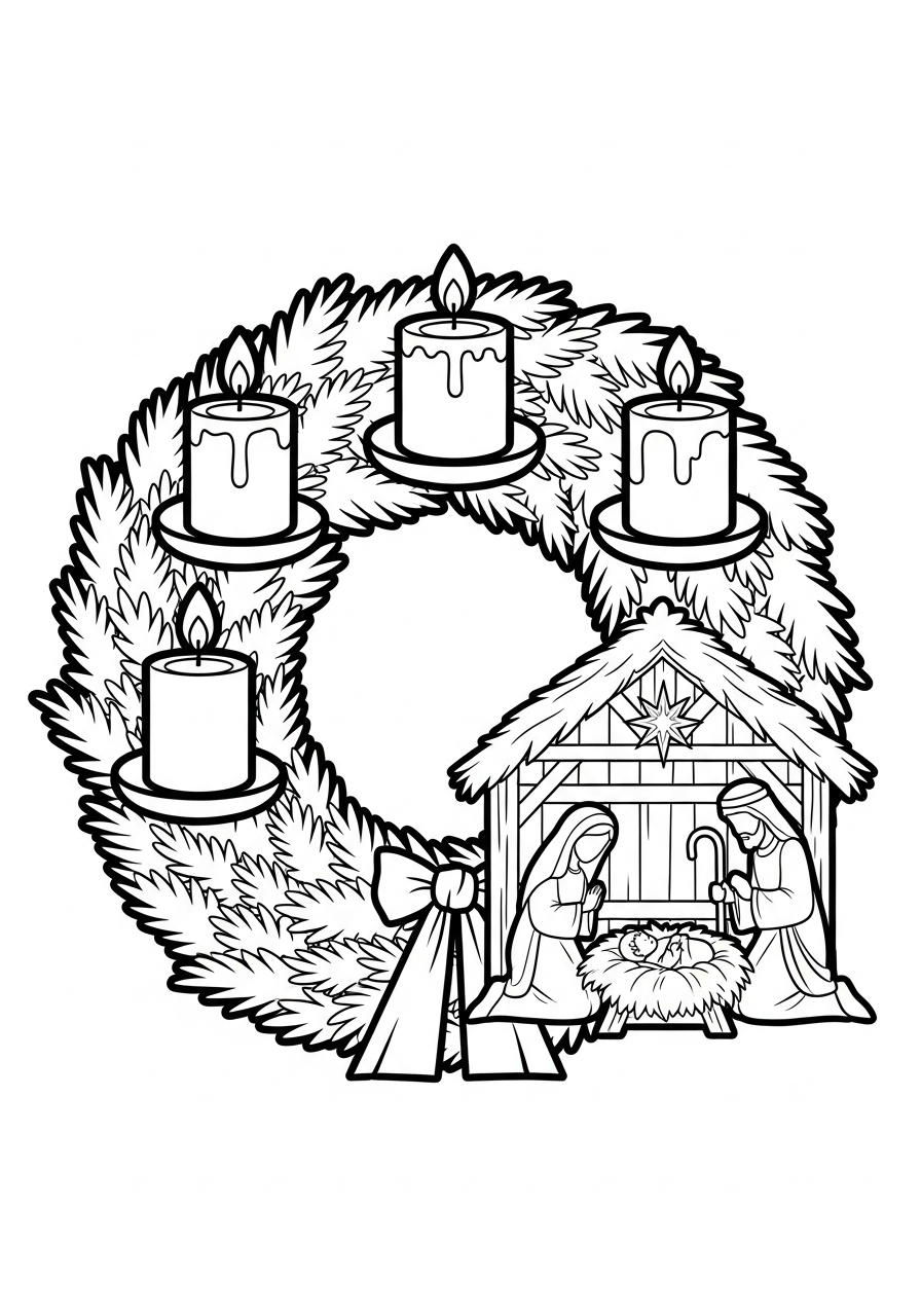 fun Advent Wreath coloring pages