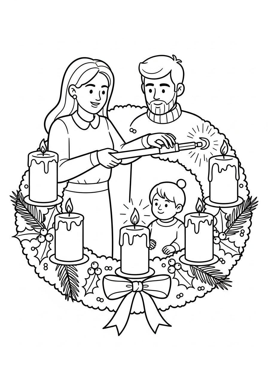 free Advent Wreath tree coloring pages