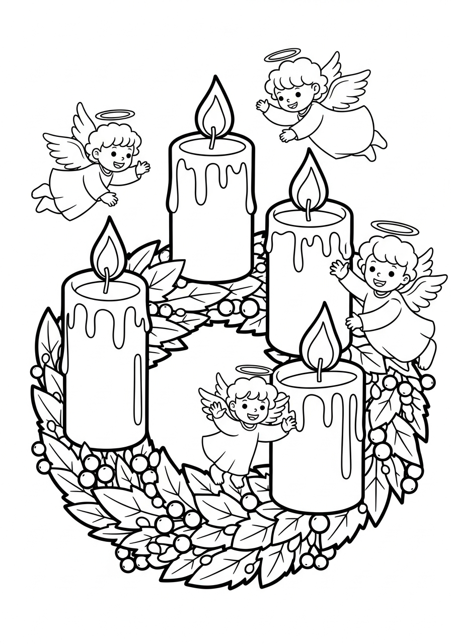 Advent Wreath coloring pages to print