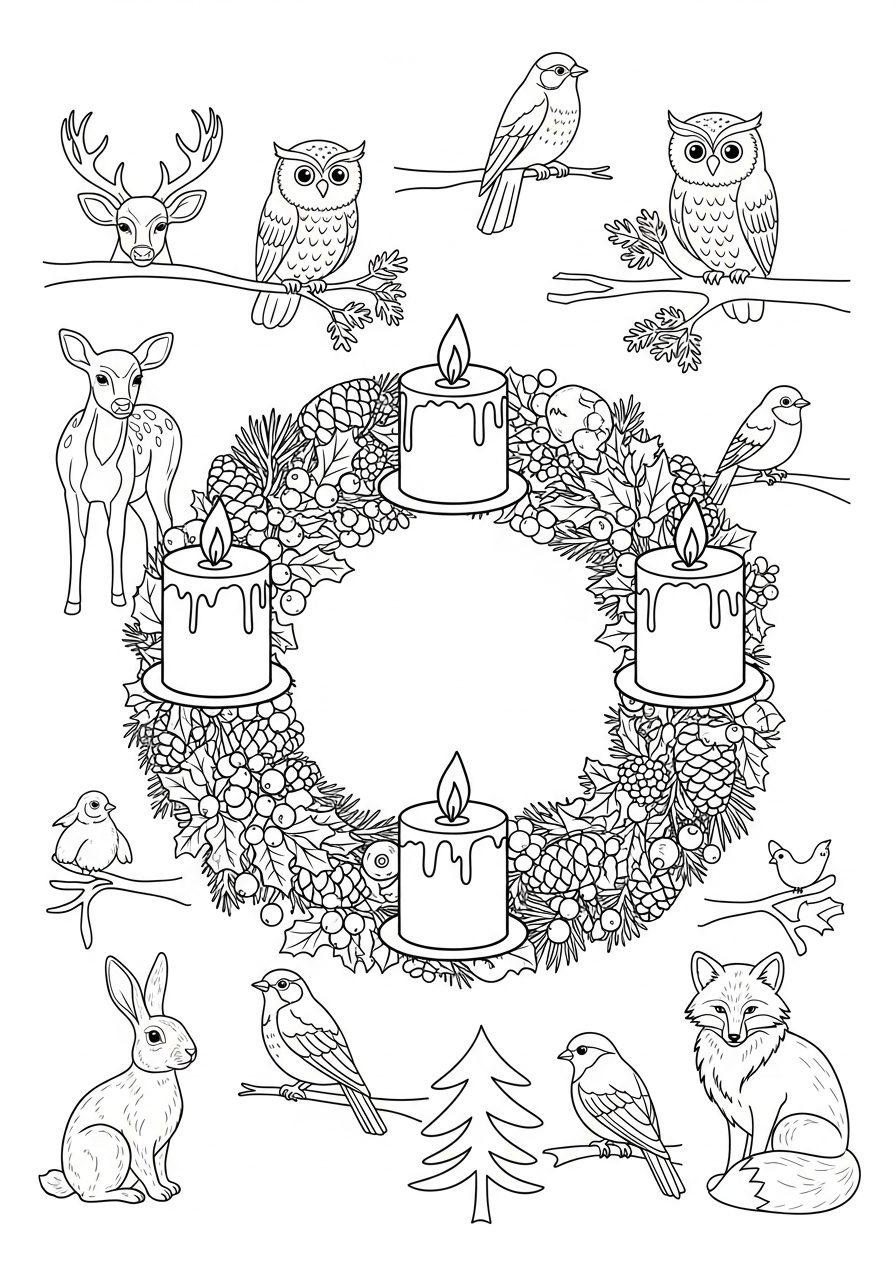 free printable Advent Wreath coloring pages