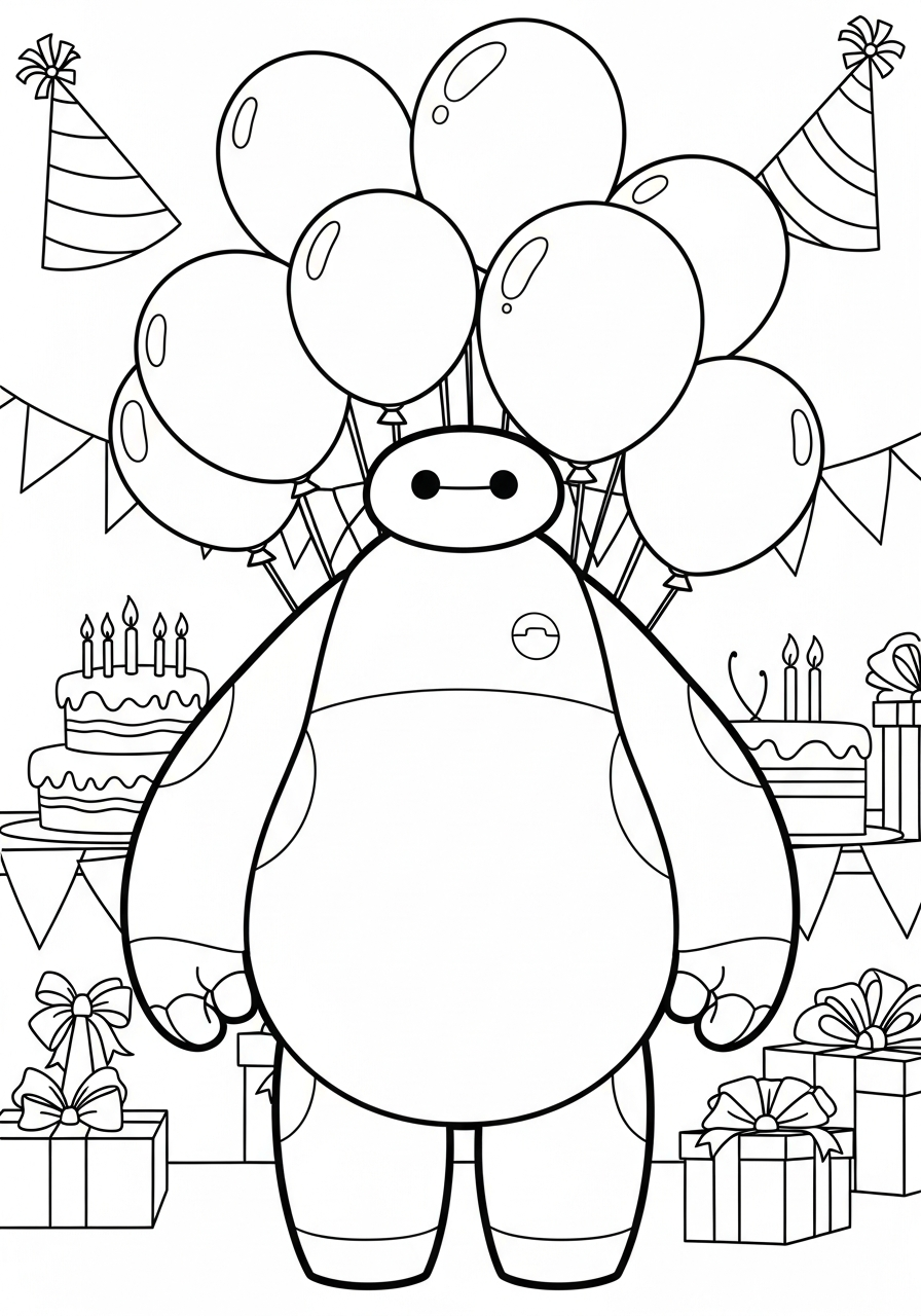 free Baymax coloring pages for kids
