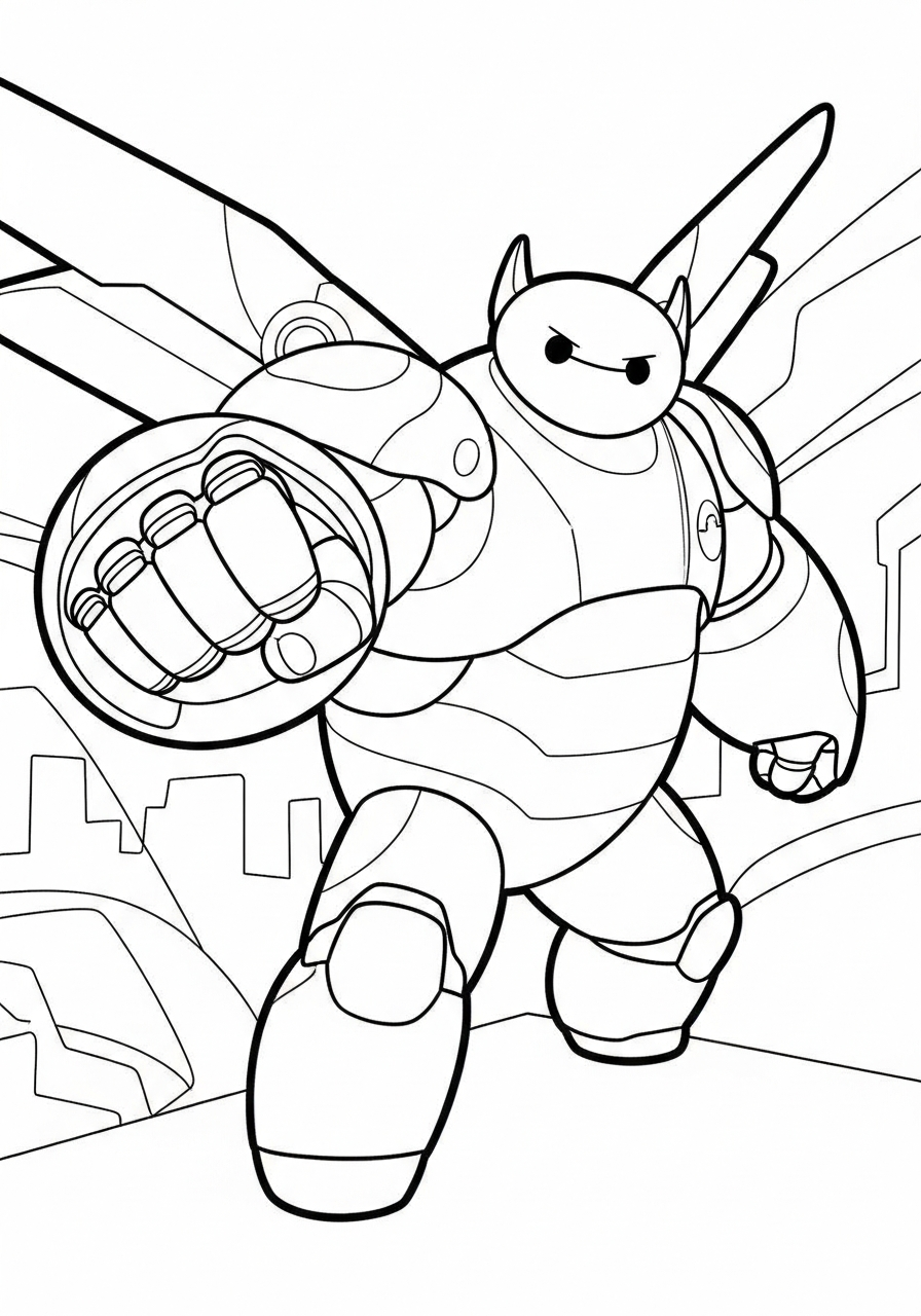 Baymax coloring pages for adults easy 1