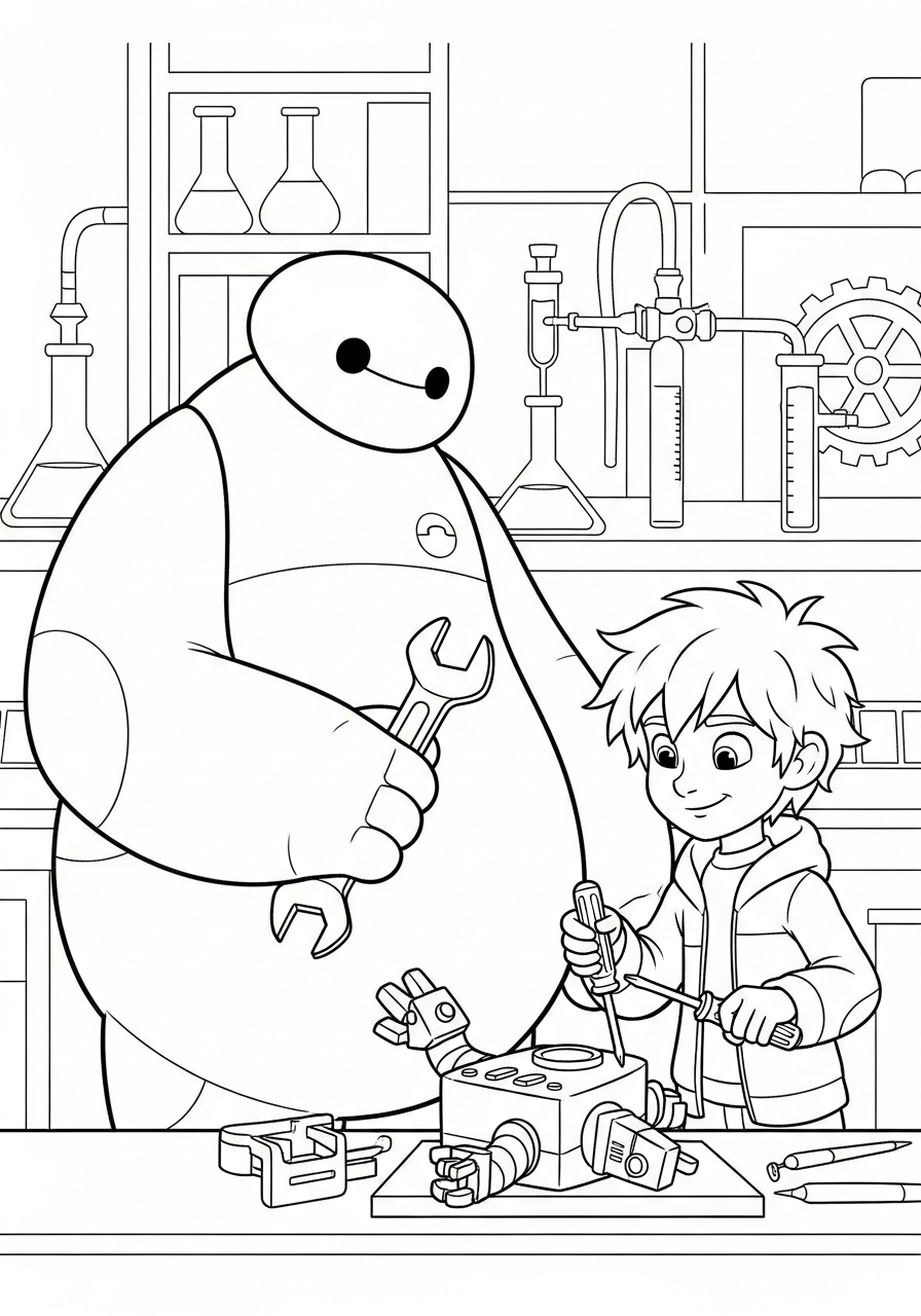 kawaii cute Baymax coloring pages