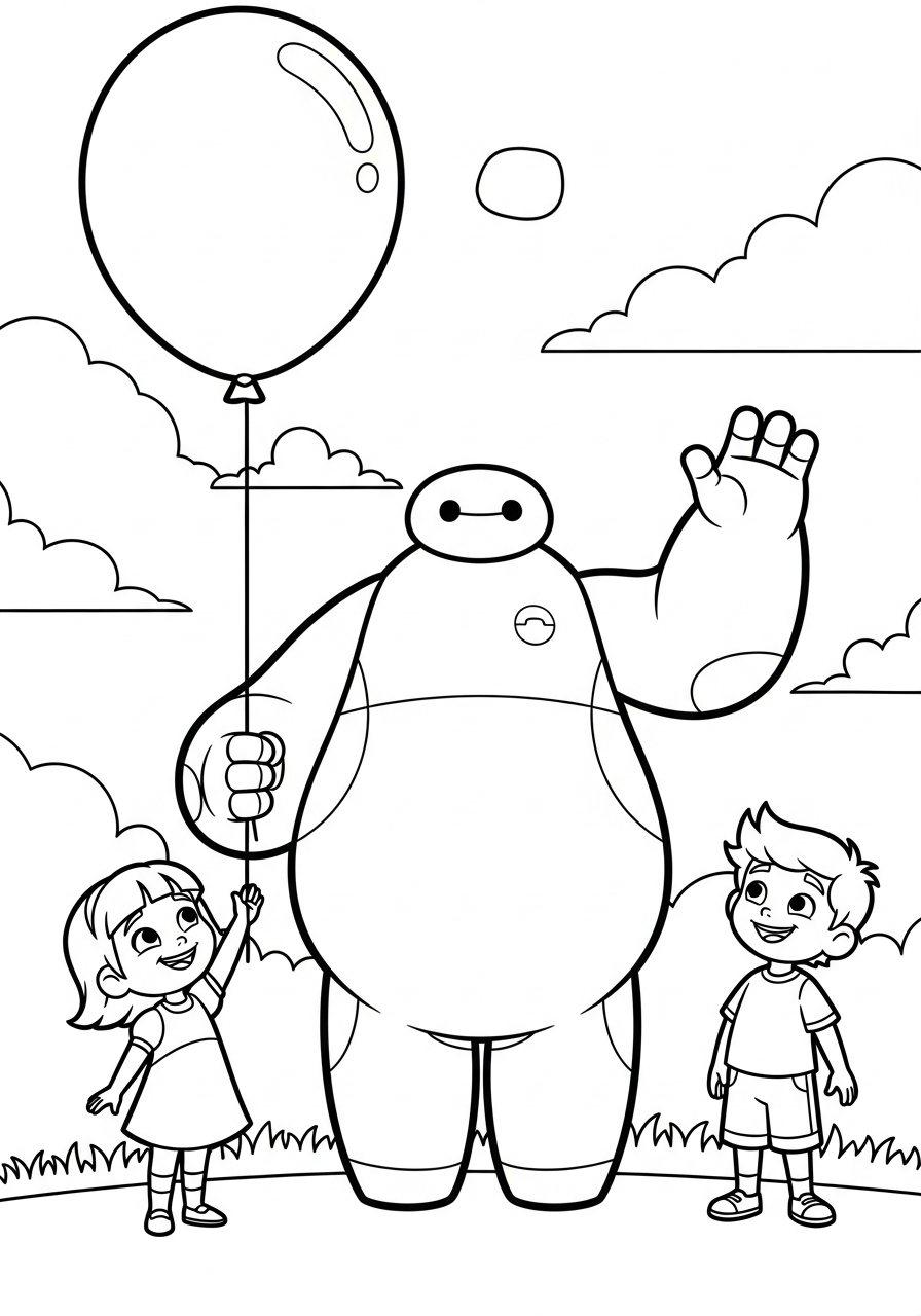 detailed Baymax coloring pages for adults