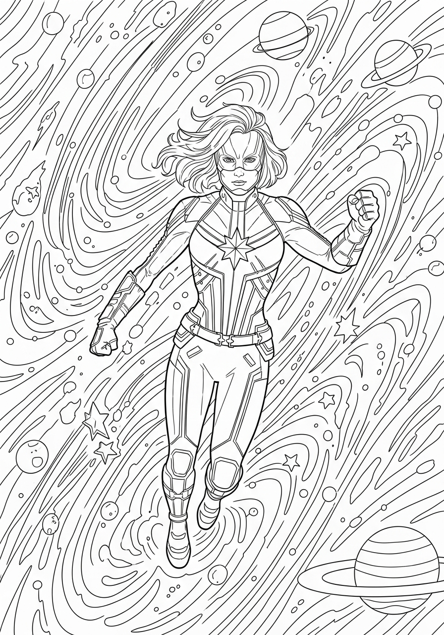 Captain Marvel coloring pages easy