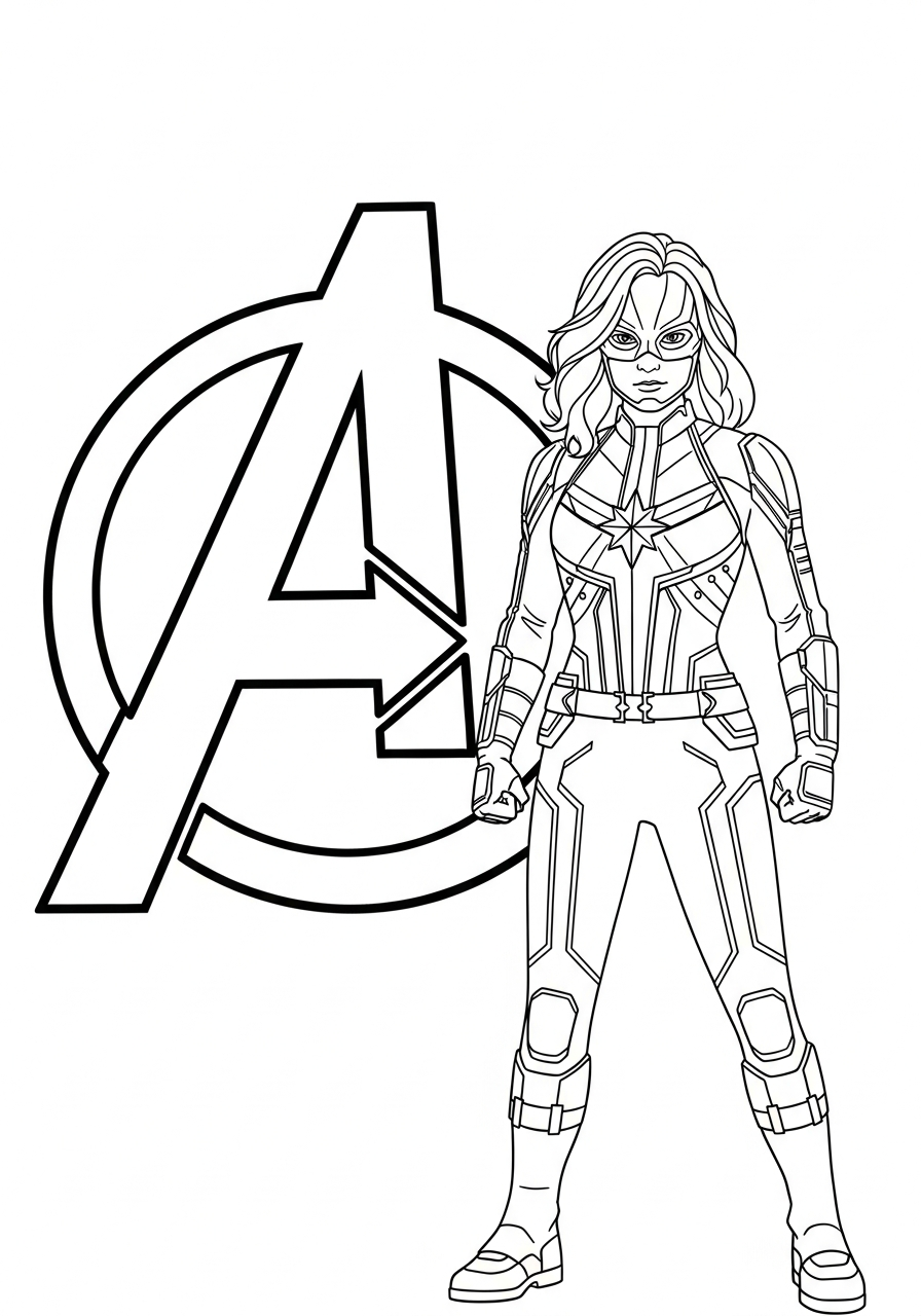 adult coloring pages Captain Marvel