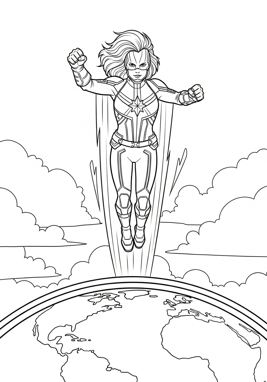 Captain Marvel themed coloring pages 1