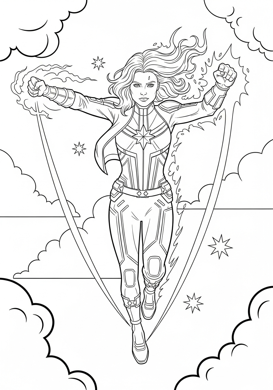 coloring Captain Marvel pages