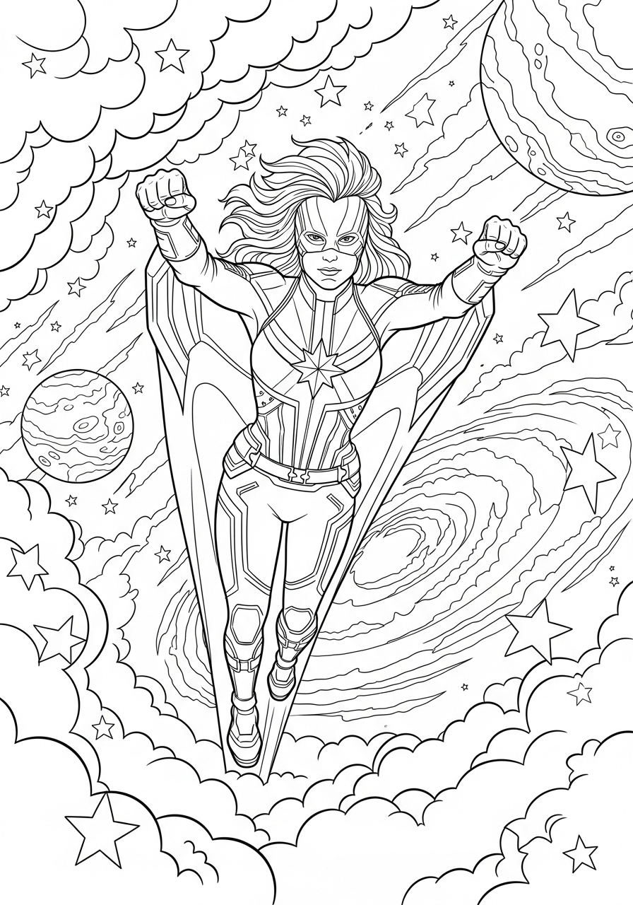 Captain Marvel free coloring pages