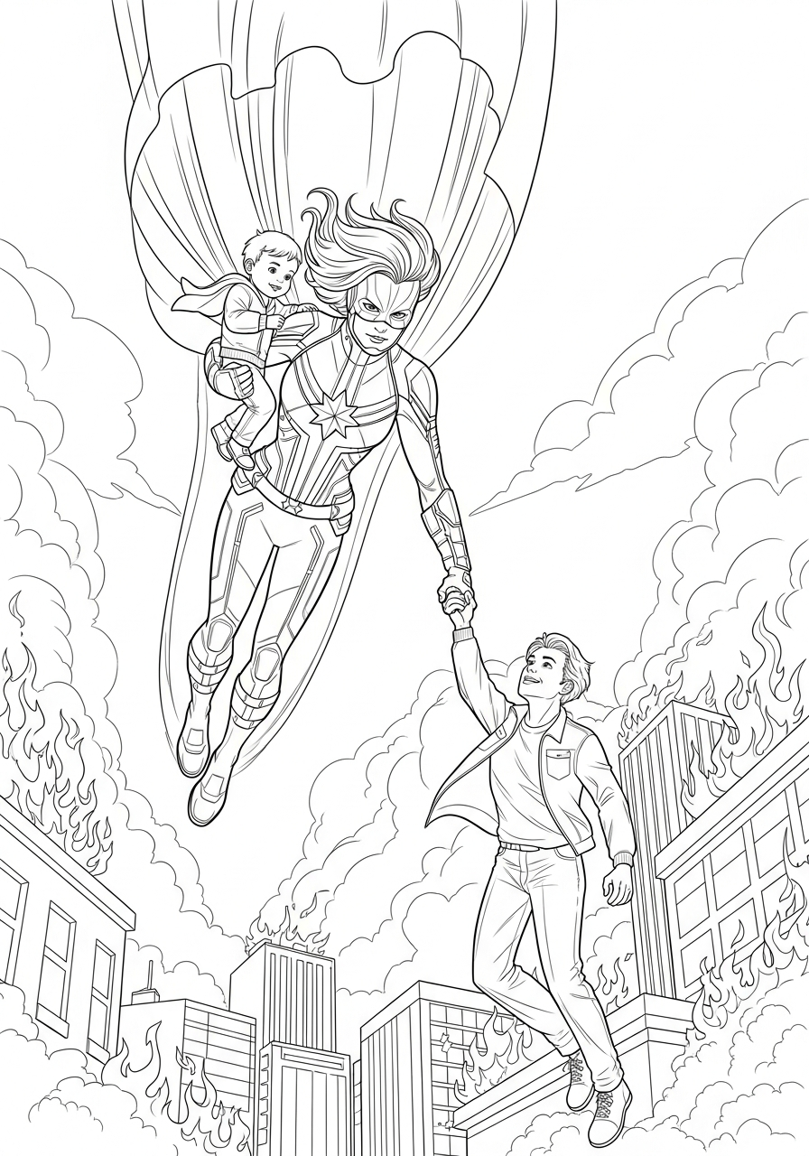Captain Marvel themed coloring pages
