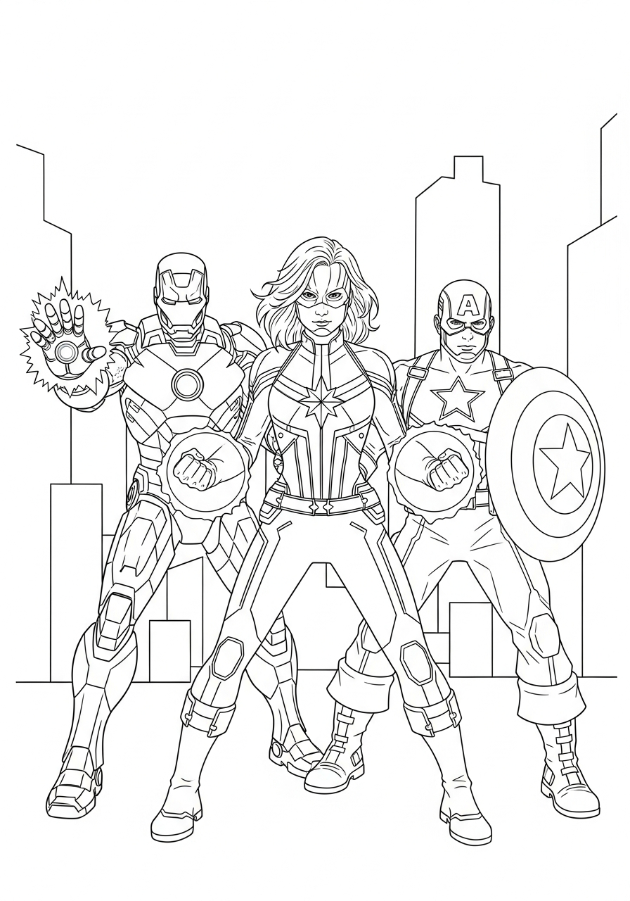coloring pages for kids Captain Marvel