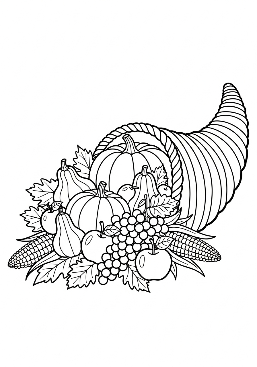 Cornucopia Coloring Pages 2 easy cute Cornucopia coloring pages