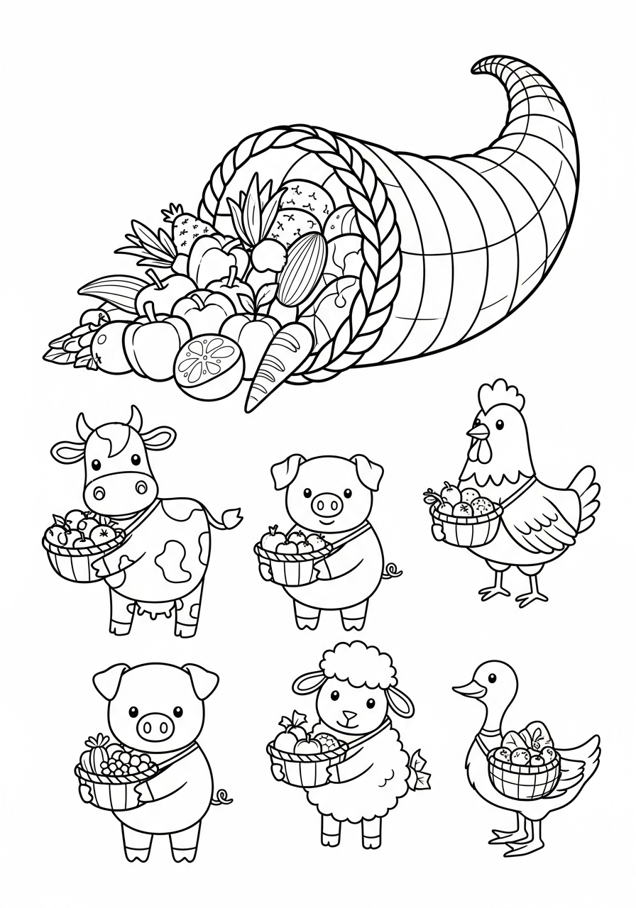 Cornucopia Coloring Pages 18 printable coloring pages Cornucopia