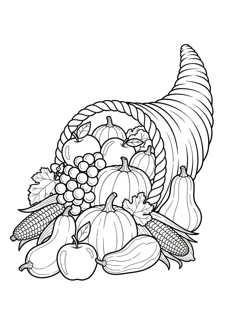 Cornucopia Coloring Pages 3 free coloring Cornucopia pages