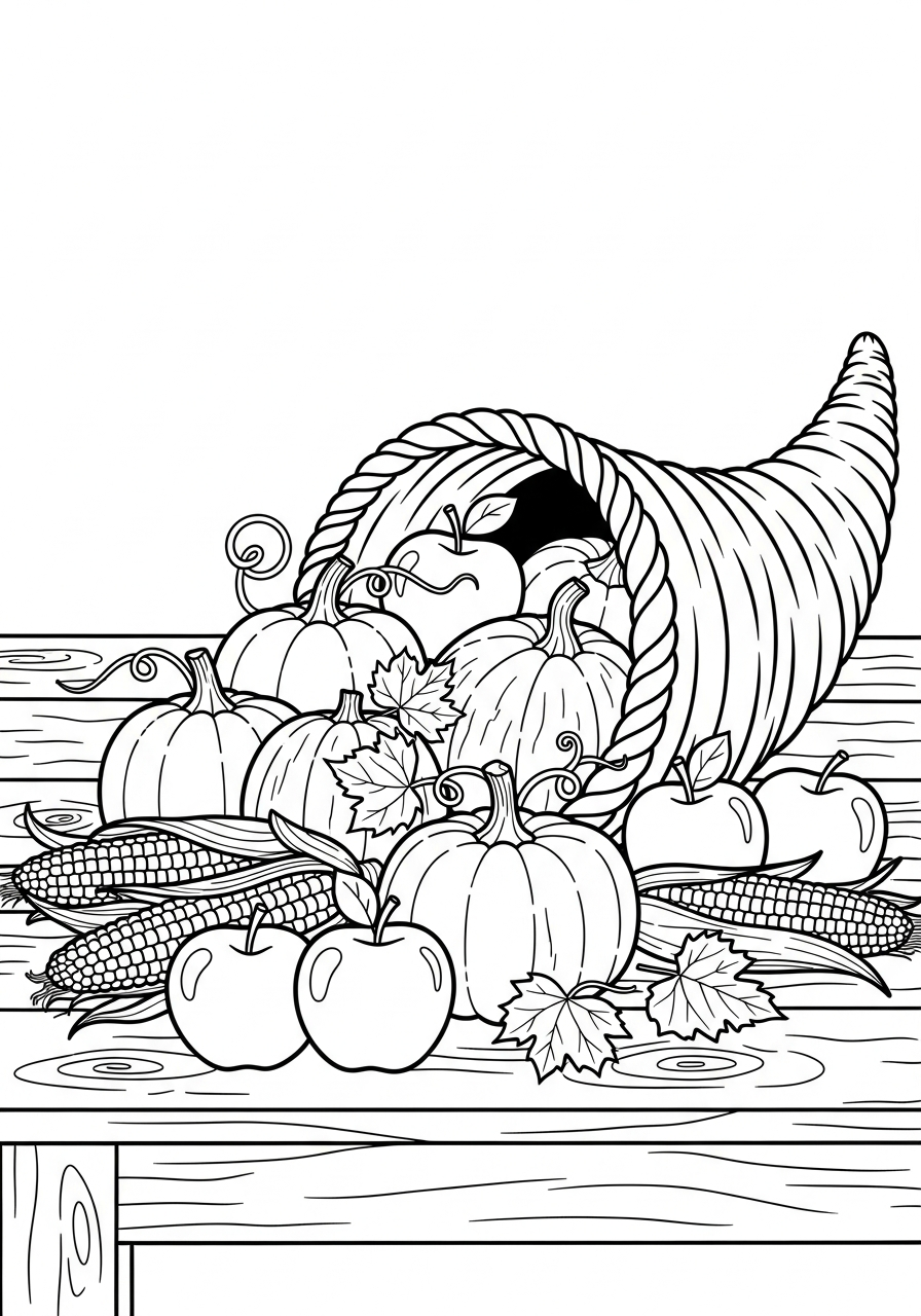 Cornucopia Coloring Pages 4 free Cornucopia coloring pages for adults