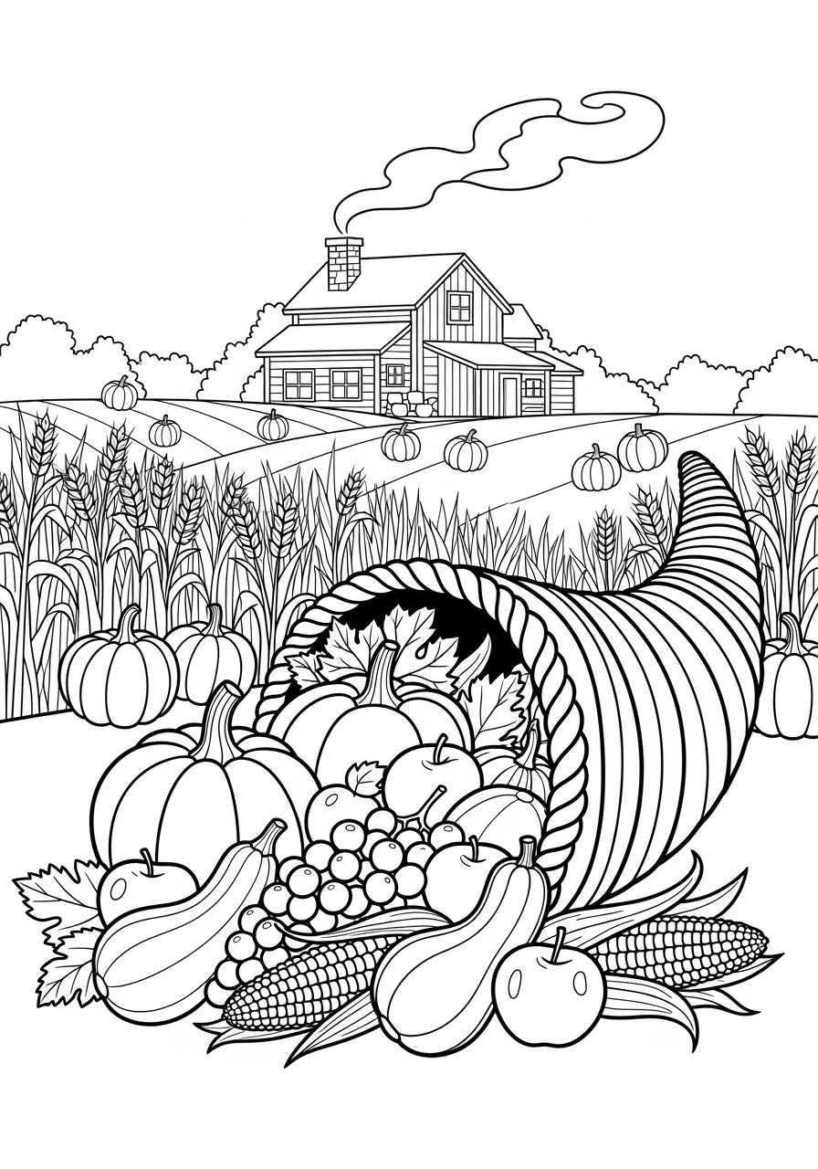 Cornucopia Coloring Pages 9 cute Cornucopia coloring pages