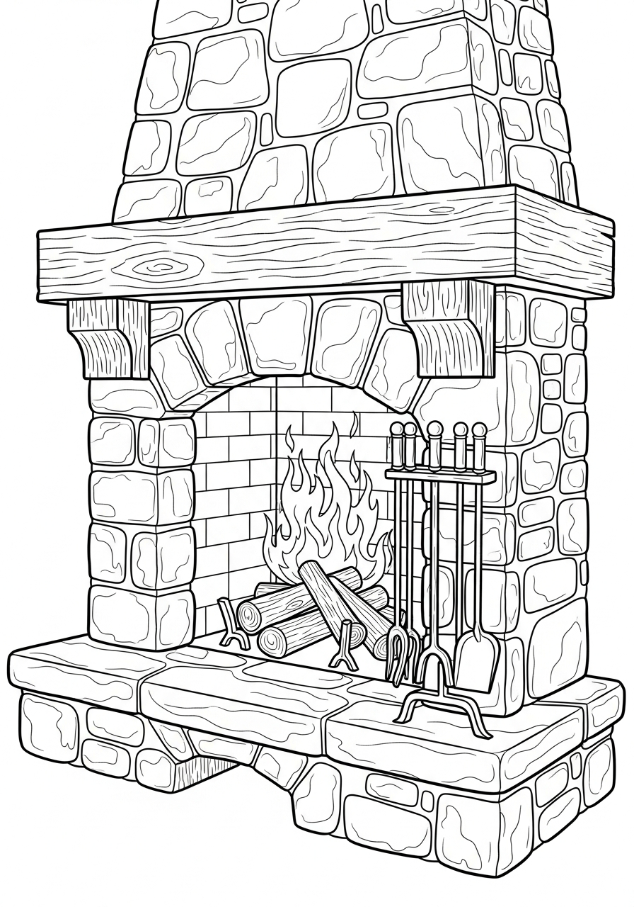 Fireplace Coloring Pages 12 coloring Fireplace pages