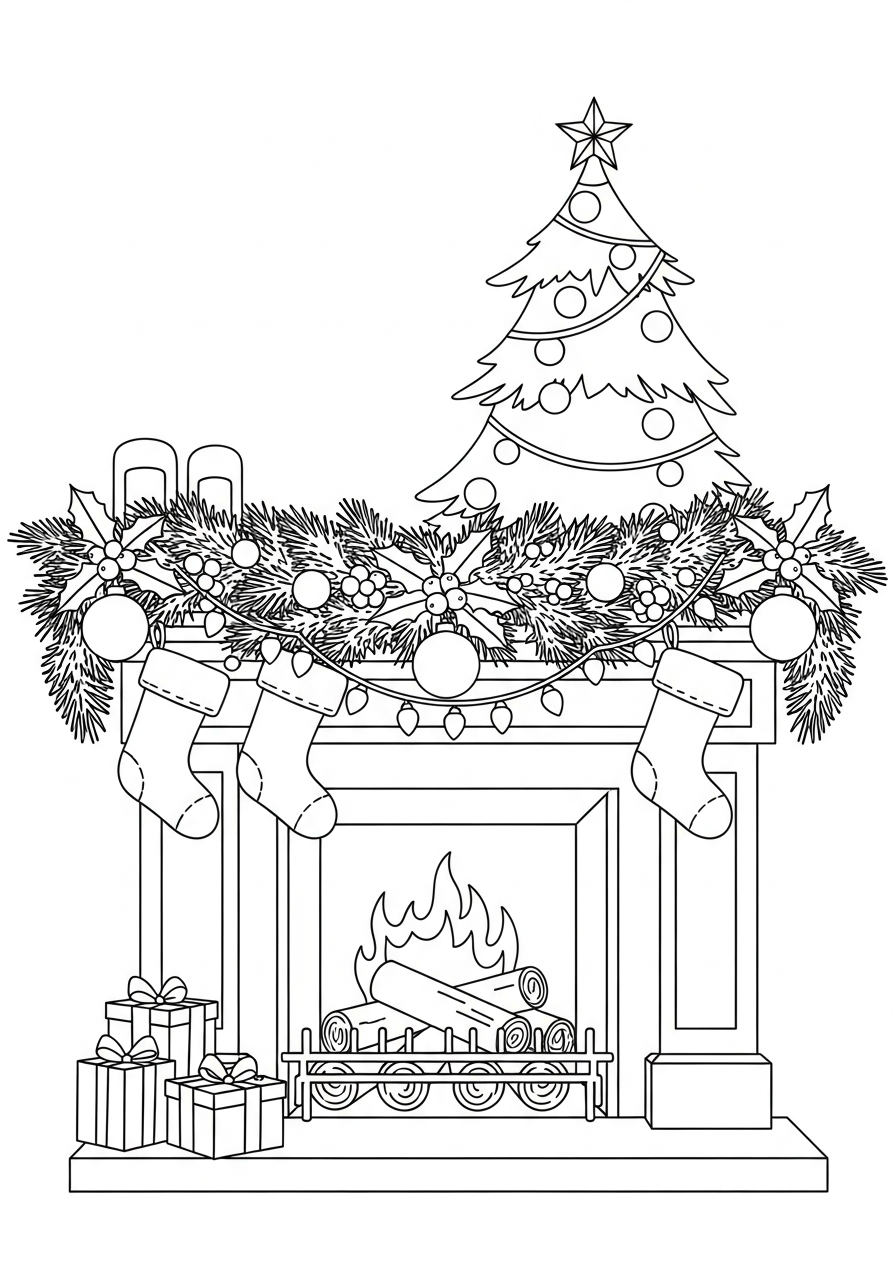 Fireplace Coloring Pages 14 Fireplace coloring book pages