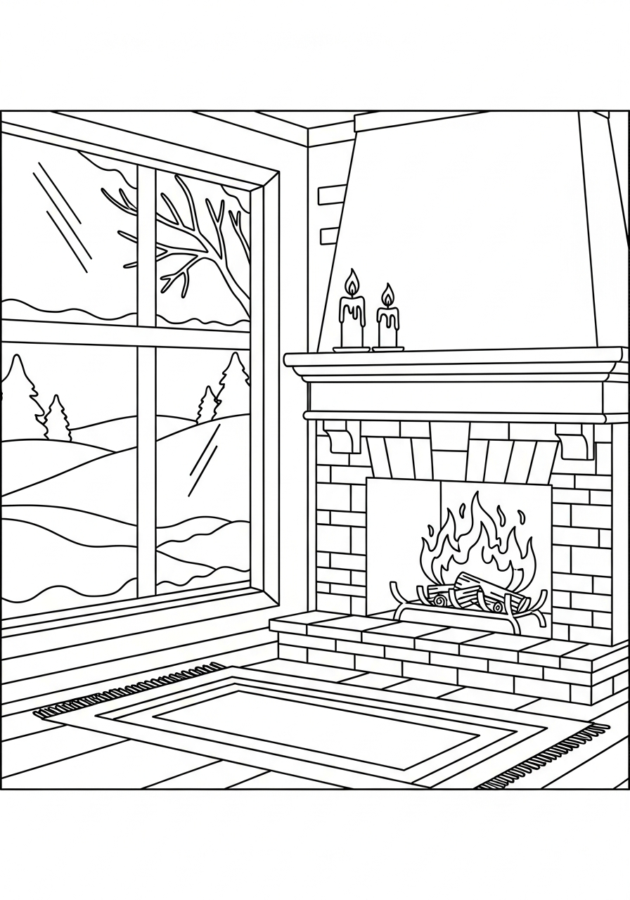 Fireplace Coloring Pages 19 easy Fireplace coloring pages 1