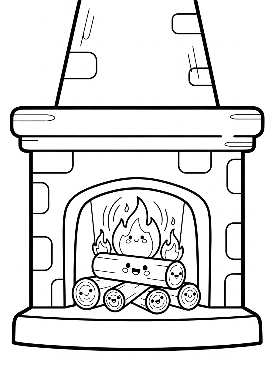 Fireplace Coloring Pages 20 easy cute Fireplace coloring pages 1
